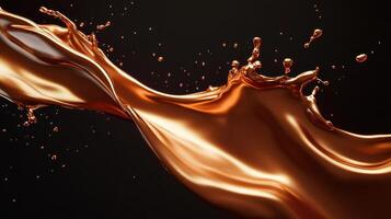 Flowing liquid bronze capturing the elegant motion of metallic waves in abstract design photo
