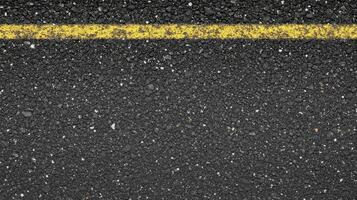 Close-up of asphalt road surface with yellow line for urban and transportation concept photo