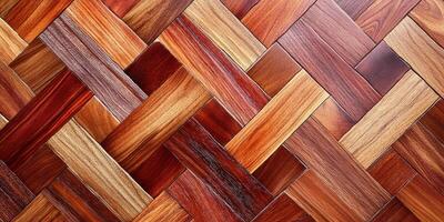 Detailed background of interlocking wood planks showcasing natural patterns and textures photo