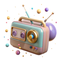 serene minimalist Vintage Radio Transparent with Antenna for Audio Design professional png