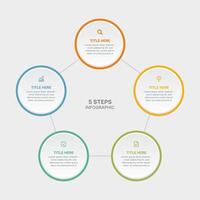 Modern Round Circular Cycle Infographic Design Template with 5 Data Points vector