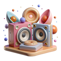 magnificent artistic Vinyl Record Player and Speakers Outline Isolated png