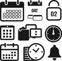 Silhouette Time and Calendar Bundle Icon Available on EPS File vector