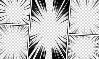 comic book page template with frame divided by lines with ray, radial, halftone effects, in pop art style. vector