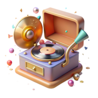 vibrant abstract Vinyl Record Player with Speakers Transparent Audio Setup genuine png