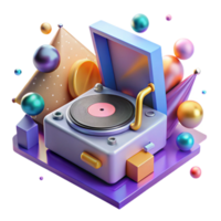magnificent creative Vinyl Record Player with Speakers Transparent Audio Setup premium png