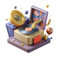 serene abstract Vinyl Record Player with Speakers Transparent Audio Setup high quality png