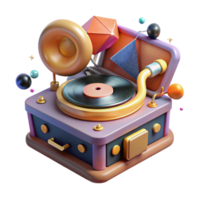 serene minimalist Vinyl Record Player with Speakers Transparent Audio Setup authentic png