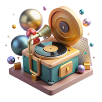 dramatic vintage Vinyl Record Player with Speakers Transparent Audio Setup high resolution png