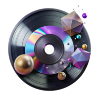 dramatic traditional Vinyl Record Reflection on a Surface Isolated original png