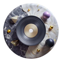 elegant rustic Vinyl Record with Marble Texture Isolated Unique Design original png