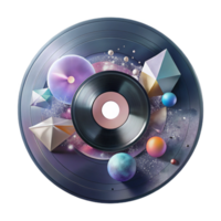 magnificent minimalist Vinyl Record with Watercolor Texture Transparent Artistic Music authentic png