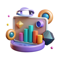 dramatic abstract Virtual Reality Data Chart Isolated for Business Presentations authentic png