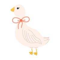 Cute illustration of a goose with a bow around its neck vector