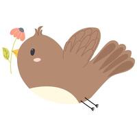 Illustration of a Bird with a Flower vector