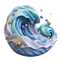 impressive abstract Watercolor Ocean Waves Pattern Isolated for Textile Design png