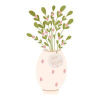 Easter flower arrangement in a vase vector