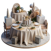 wonderful traditional Wedding Reception Tables with Linens and Centerpieces Isolated for Event Planning Visuals detailed png