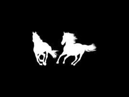 Pair Horse Silhouette, can use for Logo Gram, Art Illustration, Emblem, Pictogram, Apps, Website or Graphic Design Element. flat style, vector