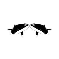 Pair Whale Silhouette, Flat Style, can use for Logo, Apps, Pictogram, Ecology Poster, or Graphic Design Element. V vector