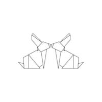 Pair Rabbit or Bunny Polygonal Lines, can use for Logo, Pictogram, Cute Animal Figure, Website, Apps, etc. Simple and Editable vector