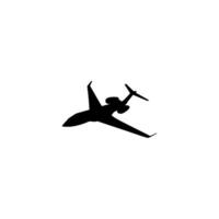 Silhouette of the Private Jet, Aircraft, Aeroplane. Flat Style, can use for Logo Gram, Pictogram, Apps, Website, etc. Editable. vector