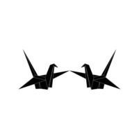 Pair Bird Shape Inspired by Origami Form, can use for Logo, Pictogram, Animal Figure, Website, Apps, etc. Flat BW vector