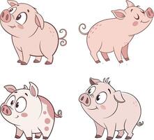 a cute Pig standing with a soft expression vector