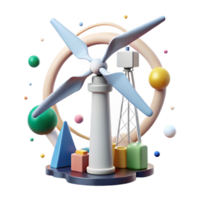 serene minimalist Wind Turbine with Power Lines Cutout for Electricity Grid Visualizations detailed png