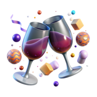 extraordinary classic Wine Glasses Clinking Isolated for Celebration Toast png