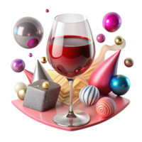 serene modern Wine Glass Isolated Filled with Red Wine for Dinner Party high quality png