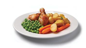 Roasted Chicken Potatoes, Carrots, and Peas A Hearty and Healthy Meal photo