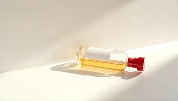 Elegant Amber Perfume Bottle Mockup on a Minimalist Background photo