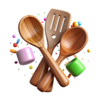 magnificent rustic Wooden Salad Servers Set Cutout for Culinary Projects authentic png