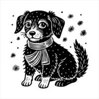 A playful dog wearing a scarf vector