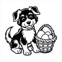 Puppy With Easter Eggs vector