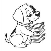 Puppy With Books vector