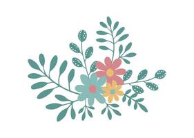 Illystration of flowers, twigs and leaves on a white background vector