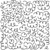 Creative background of abstract shapes, squiggles and scribbles in black. illustration vector
