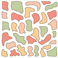 Set of amoeba organic graphic elements of irregular shapes with line. Isolated on white background. Doodle illustration concept. vector