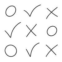 Tic Tac Toe, Check Marks Hand Drawn Grid Doodle Template Illustration. illustration vector