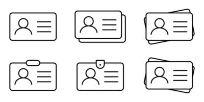 ID card badge line icon set. Pass icon, passport document line icons collection. vector