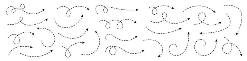 Curved dashed arrow. vector
