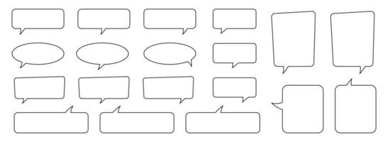 Collection of blank line speech bubble, line speech balloon, line chat bubble. vector