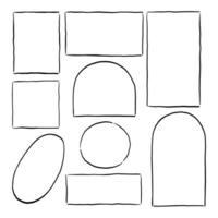 Organic Hand Drawn Frame Outline Collection. A collection of 9 hand drawn frame outlines in natural. Ideal for minimalist layouts, creative branding, and soft organic compositions. vector