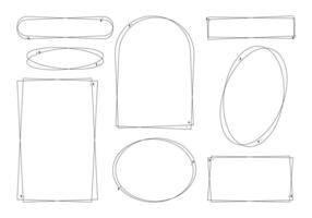 Elegant Hand Drawn Sparkle Frame. A collection of 8 unique hand drawn frames with artistic distortion and minimalist charm. Perfect for branding, social media, and layout accents vector