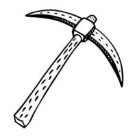 Black and White Vintage Pickaxe Illustration for Mining and Construction Design vector