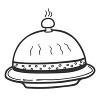 Hand Drawn Illustration of a Covered Dish with Lid and Steam vector