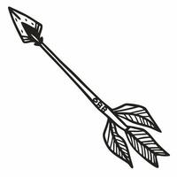 Hand Drawn Arrow Illustration with Feathered Tail and Pointed Tip vector