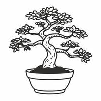 Intricate Bonsai Tree Sketch in Minimalist Style for Zen and Tranquil Design Concepts vector